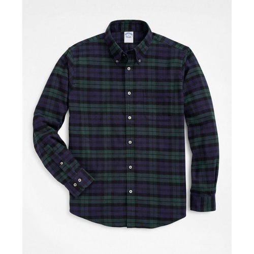 브룩스브라더스 Portuguese Flannel Polo Button Down Collar, Black Watch Shirt