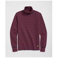 Cotton Blend Striped Turtleneck