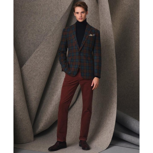 브룩스브라더스 Classic Fit Sport Coat in Plaid Shetland Wool Tweed