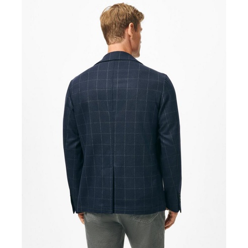 브룩스브라더스 Tailored Shirt Jacket in Windowpane Wool-Cashmere Blend