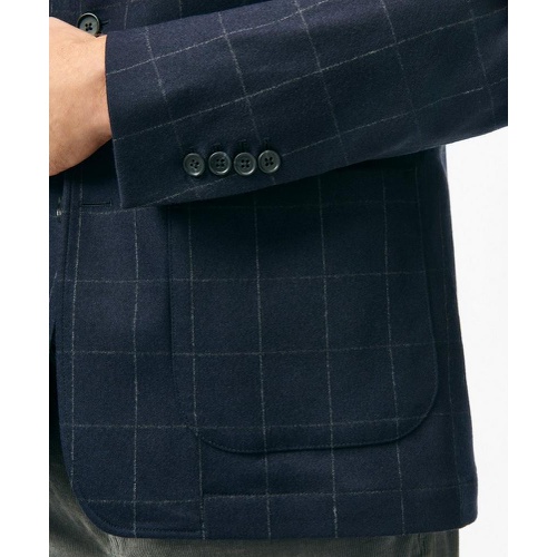 브룩스브라더스 Tailored Shirt Jacket in Windowpane Wool-Cashmere Blend