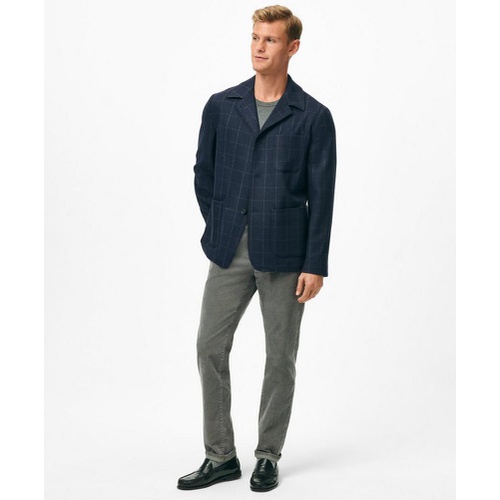 브룩스브라더스 Tailored Shirt Jacket in Windowpane Wool-Cashmere Blend