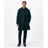 Wool Double-Breasted Black Watch Overcoat