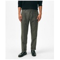 Pleated Side-Tab Pants in Mini-Houndstooth Cotton Blend