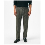 Pleated Side-Tab Pants in Mini-Houndstooth Cotton Blend