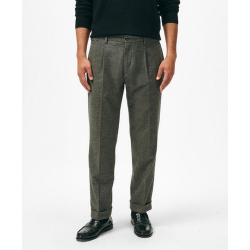 브룩스브라더스 Pleated Side-Tab Pants in Mini-Houndstooth Cotton Blend