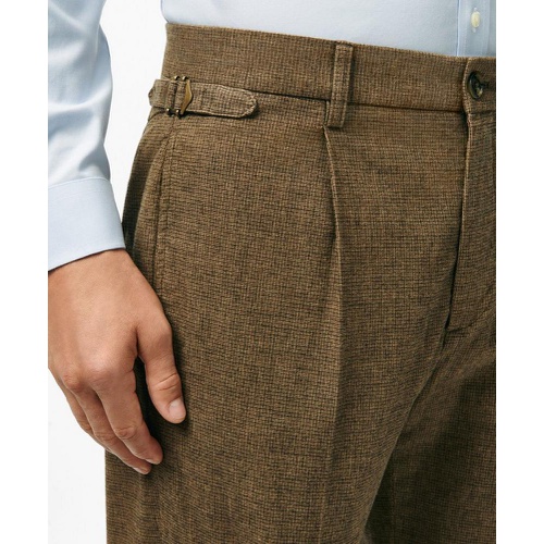 브룩스브라더스 Pleated Side-Tab Pants in Mini-Houndstooth Cotton Blend