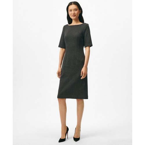 브룩스브라더스 Boatneck Sheath Dress in Herringbone Cotton Blend