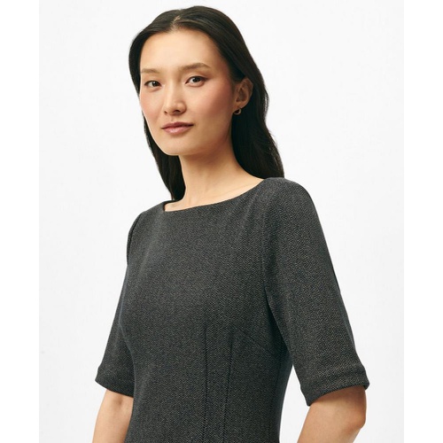 브룩스브라더스 Boatneck Sheath Dress in Herringbone Cotton Blend