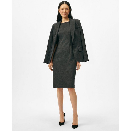 브룩스브라더스 Boatneck Sheath Dress in Herringbone Cotton Blend