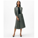 Pleated A-Line Skirt in Glen Plaid Wool Blend