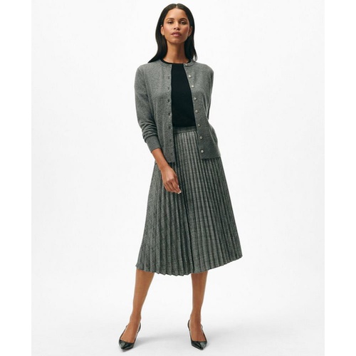 브룩스브라더스 Pleated A-Line Skirt in Glen Plaid Wool Blend