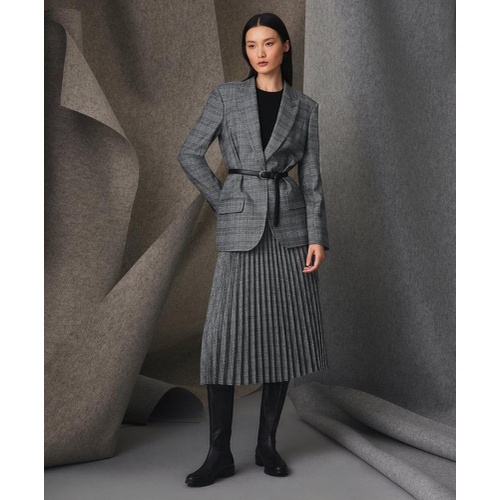 브룩스브라더스 Pleated A-Line Skirt in Glen Plaid Wool Blend