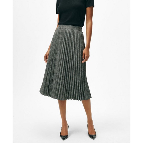 브룩스브라더스 Pleated A-Line Skirt in Glen Plaid Wool Blend