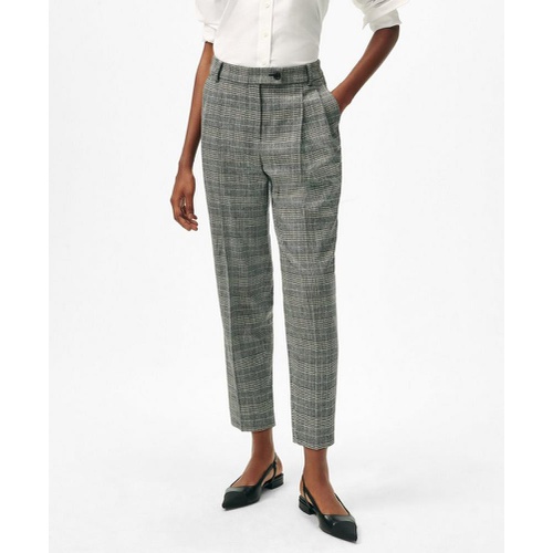 브룩스브라더스 Slim Trousers in Glen Plaid Wool Blend