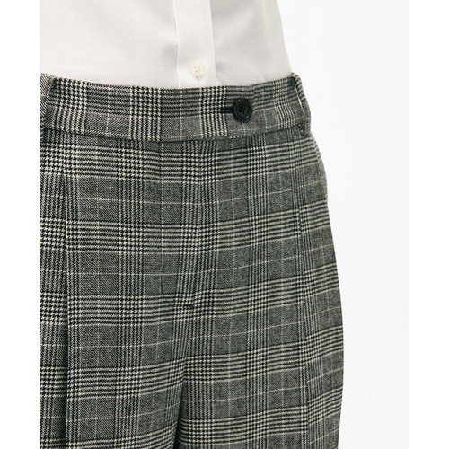 브룩스브라더스 Slim Trousers in Glen Plaid Wool Blend