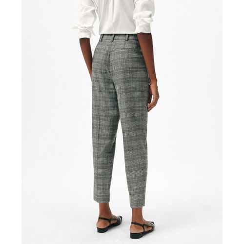 브룩스브라더스 Slim Trousers in Glen Plaid Wool Blend