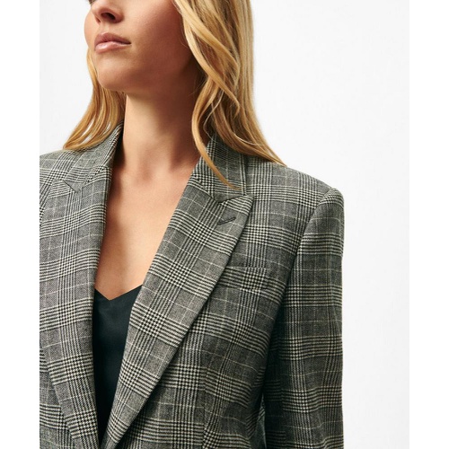 브룩스브라더스 Relaxed Peak Lapel Jacket in Glen Plaid Wool Blend