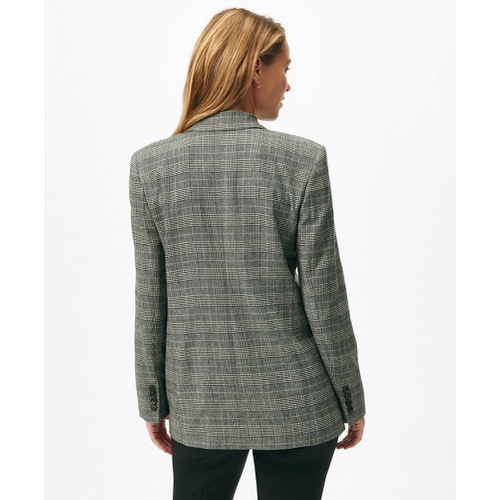 브룩스브라더스 Relaxed Peak Lapel Jacket in Glen Plaid Wool Blend