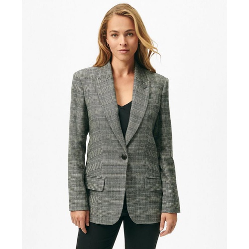 브룩스브라더스 Relaxed Peak Lapel Jacket in Glen Plaid Wool Blend