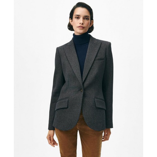 브룩스브라더스 Peak Lapel Jacket in Herringbone Cotton Blend