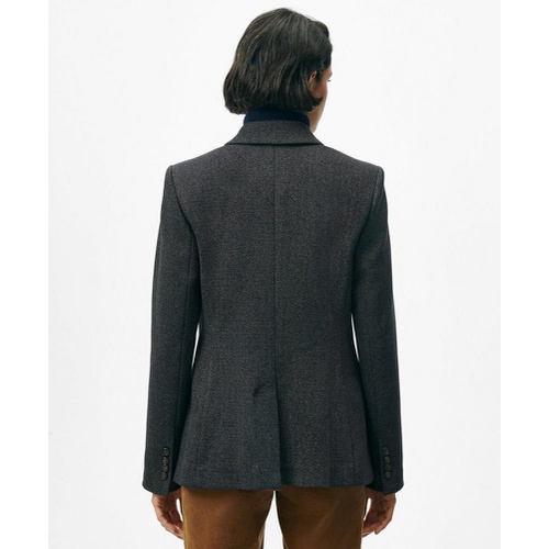 브룩스브라더스 Peak Lapel Jacket in Herringbone Cotton Blend