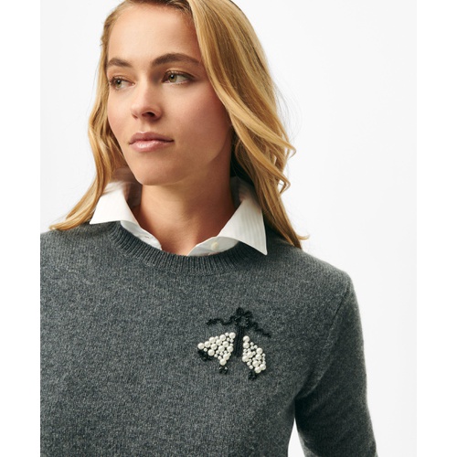 브룩스브라더스 Beaded Golden Fleece Emblem Sweater in Merino Wool-Cashmere Blend