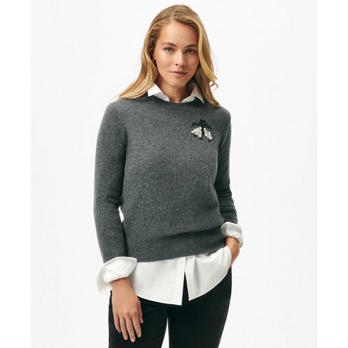 브룩스브라더스 Beaded Golden Fleece Emblem Sweater in Merino Wool-Cashmere Blend