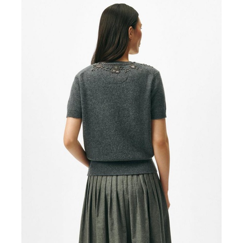 브룩스브라더스 Embellished Twinset Short Sleeve-Shell in Merino Wool