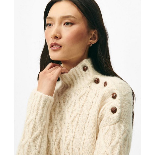 브룩스브라더스 Funnel Neck Aran Sweater in Llama Blend