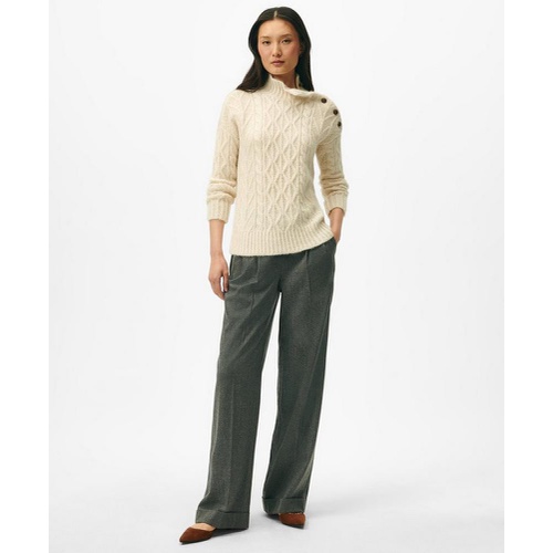 브룩스브라더스 Funnel Neck Aran Sweater in Llama Blend