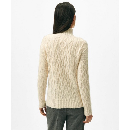 브룩스브라더스 Funnel Neck Aran Sweater in Llama Blend