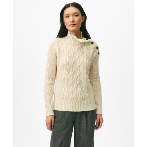 브룩스브라더스 Funnel Neck Aran Sweater in Llama Blend