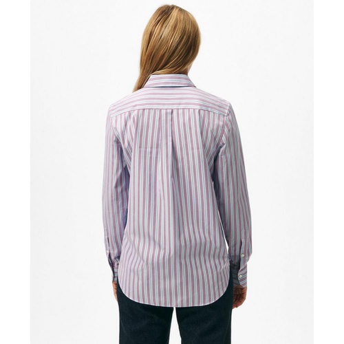 브룩스브라더스 Thomas Mason X Brooks Brothers Luxury Fitted Cotton Shirt in Multistripe