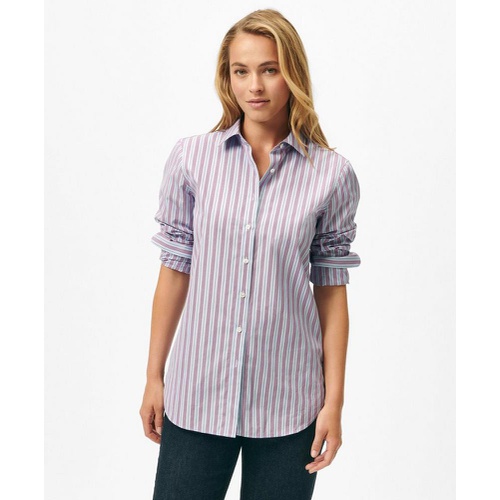 브룩스브라더스 Thomas Mason X Brooks Brothers Luxury Fitted Cotton Shirt in Multistripe