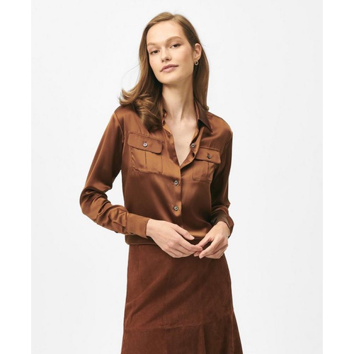 브룩스브라더스 Relaxed Utility Blouse in Washable Silk