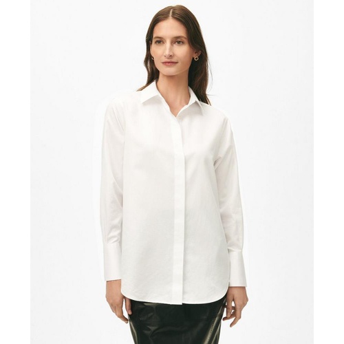 브룩스브라더스 Fitted Stretch Supima Cotton Non-Iron Shirt with French Cuffs