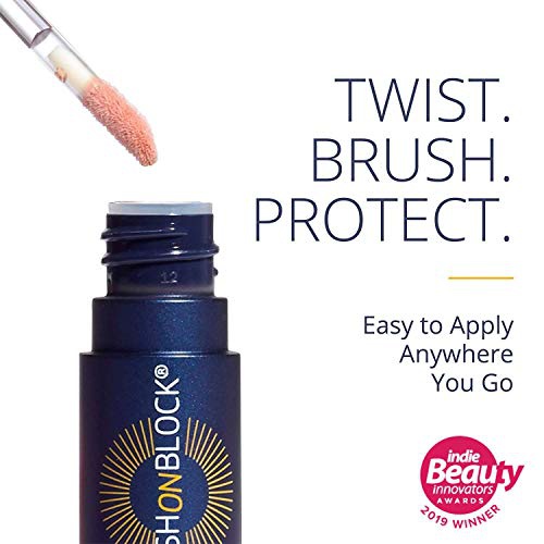  Brush On Block Protective Lip Oil, Broad Spectrum SPF 32 Sunscreen, Nude Tint