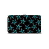 Buckle-Down Hinge Wallet - Nautical Stars Scattered Black/Turquoise