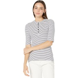 Buffalo David Bitton Paxton Snap Henley Rib Elbow Sleeve Top