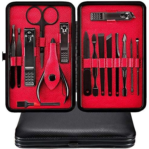  Manicure Pedicure Set Nail Clippers-Buluri Stainless Steel Manicure Set with Travel Case for Men and Women (16 Pcs)