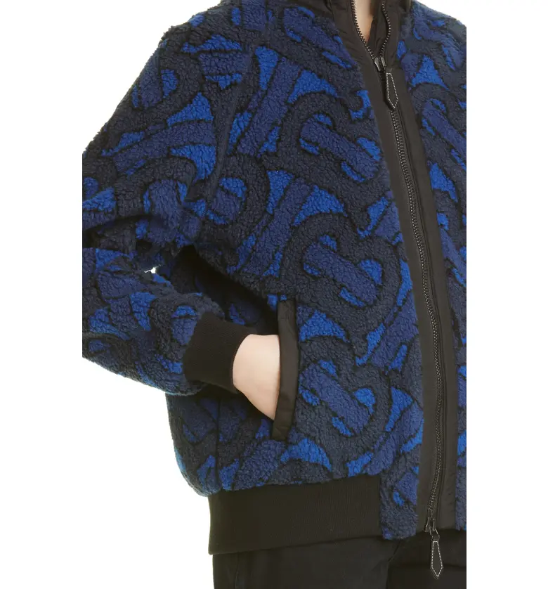 버버리 Burberry Womens Lambeth TB Monogram Logo Fleece Jacket_NAVY