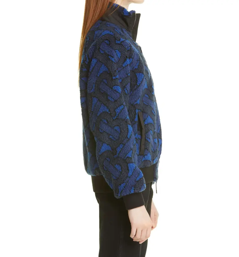 버버리 Burberry Womens Lambeth TB Monogram Logo Fleece Jacket_NAVY