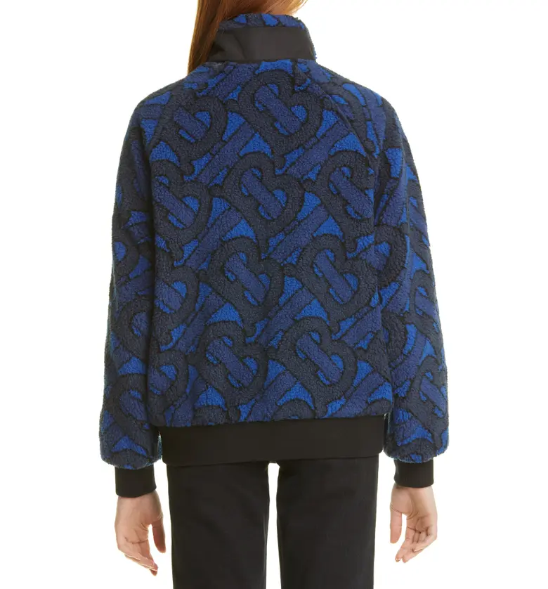 버버리 Burberry Womens Lambeth TB Monogram Logo Fleece Jacket_NAVY