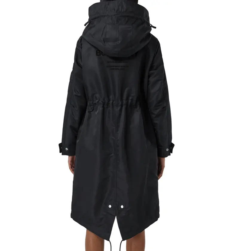 버버리 Burberry Tewin Hooded Fishtail Hem Parka_BLACK