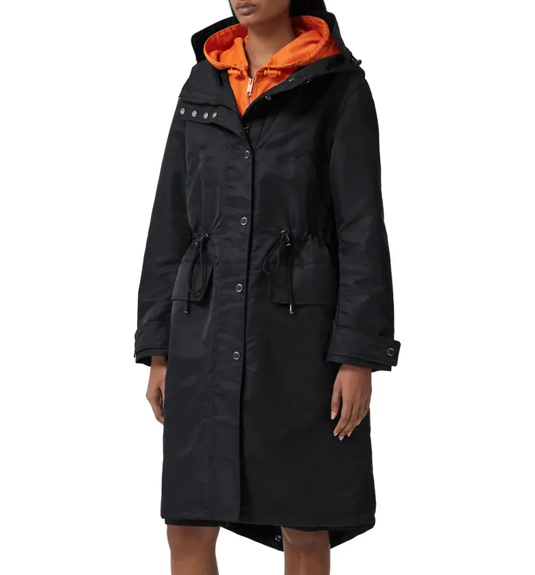 버버리 Burberry Tewin Hooded Fishtail Hem Parka_BLACK