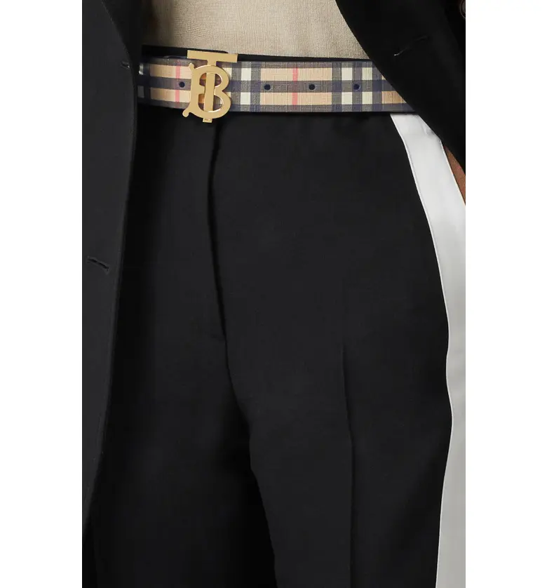 버버리 Burberry Monogram Motif Vintage Check E-Canvas Belt_ARCHIVE BEIGE