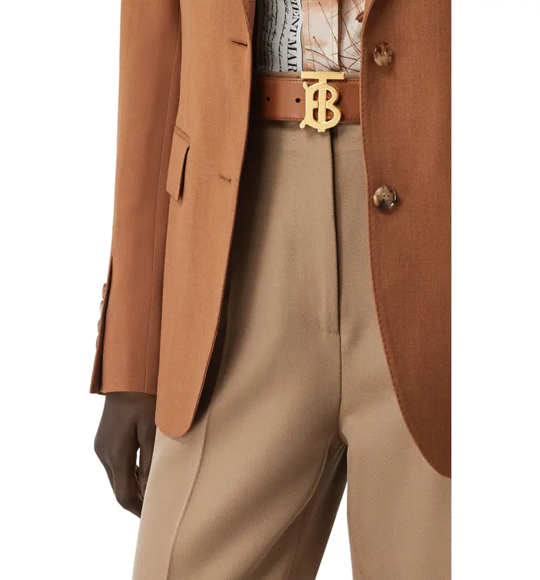 버버리 Burberry TB Monogram Leather Belt_TAN