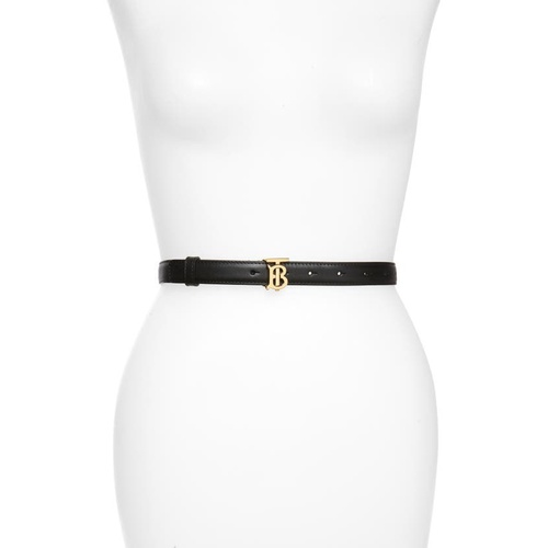 버버리 Burberry Monogram Motif Leather Belt_BLACK/ LIGHT GOLD
