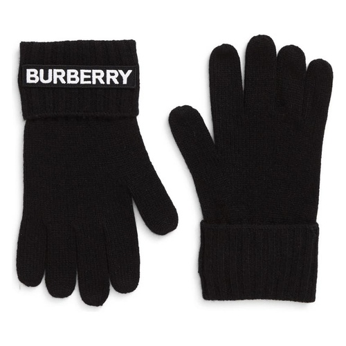버버리 Burberry Kingdom Logo Applique Cashmere Gloves_BLACK